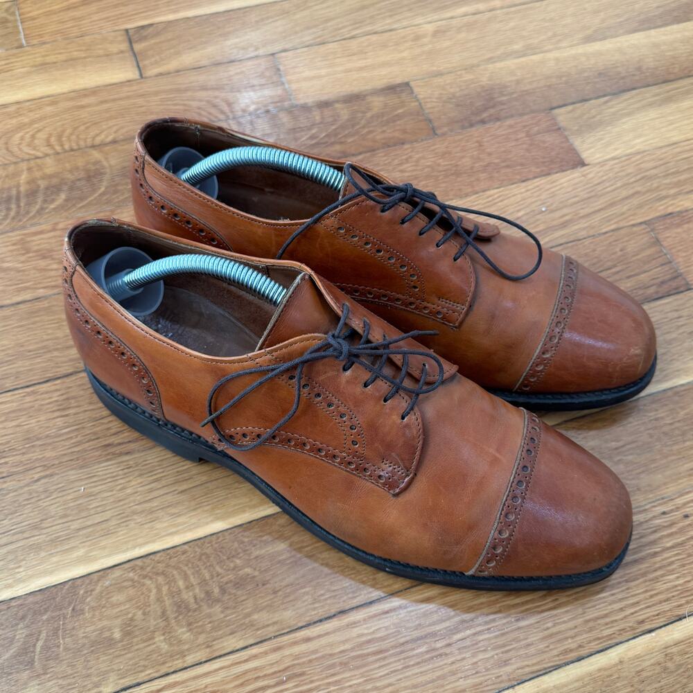 Allen Edmonds Leather Dress Shoes Mens 10D Brown Cap Toe Oxford Brogue